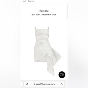 White Rasario Side ruffle Jacquard Mini dress